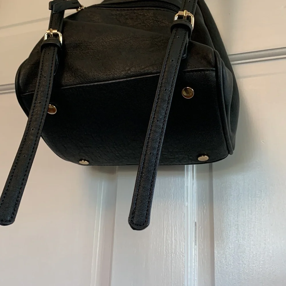 Faux leather black convertible crossbody/mini backpack purse - Picture 4 of 11